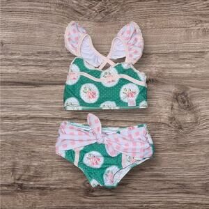 Sweethoney pink and green floral swim